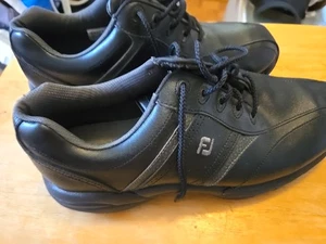 Footjoy Herren 9.5M Greenjoys Schwarz Leder Golfschuhe mit Spikes 45471 - Bild 1 von 5