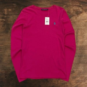 VTG Brand New Ralph Lauren Sport Pink Long Sleeves T Shirt Large 2000s Boho Y2K - Picture 1 of 7