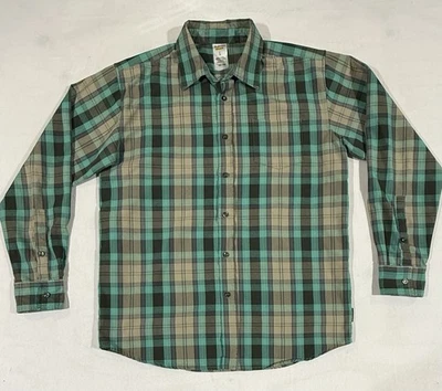 Burton Snowboards Shirt Mens Large Green Plaid DRYRIDE Poly Flannel Button Up - Image 1 of 4