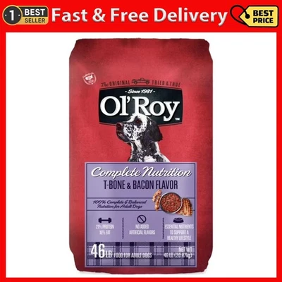 ALPHIA Ol' Roy Complete Nutrition T-Bone & Bacon Flavor Dry Dog Food, 46 Lb Bag