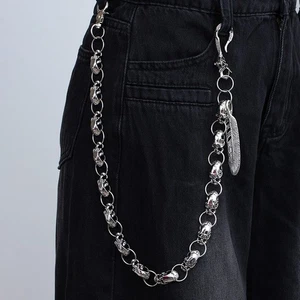 Mens Punk Edgy Metal Wallet Chain Links Gothic Key Chain Jeans Chain Purse Charm - Picture 1 of 26
