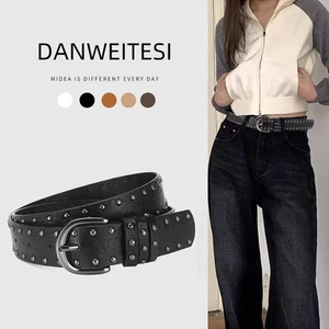 Fashion Rivet Belt Men&Women's Studded Belt Punk Rock With Pin Buckle GX - Picture 1 of 28