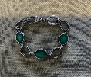 LAGOS Caviar GREEN VENUS STERLING MALACHITE DOUBLET STATION LINK BRACELET 7.75” - Picture 1 of 4