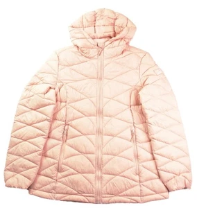 Reebok Womens Jacket L Puffer Quilted Hoodie Coat Insulated Casual Pink $165 NEW - Picture 1 of 9