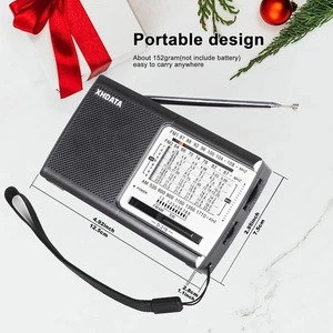 Radio portátil AM FM de onda corta XHDATA D219 funciona con pilas pequeña grande gris - Imagen 1 de 2