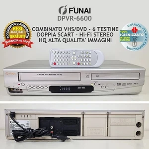 VIDEOREGISTRATORE COMBINATO DVD VHS FUNAI DPVR-6600 LETTORE CASSETTE VCR COMBO. - Foto 1 di 11