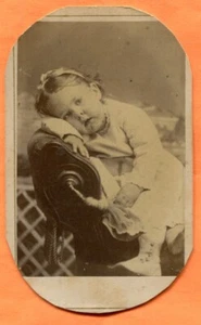 CDV Skowhegan ME Portrait of a Little Girl by Conant circa 1870s Backstamp - Picture 1 of 3