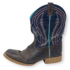 Ariat Kids Chute Boss Boot - Wide Square Toe  Brown Turquoise SIZE Youth 6 - Picture 1 of 9