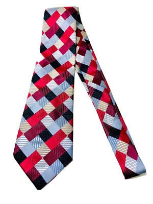 Галстук Geoffrey Beene мужской плитка бриллиант узор многоцветный ручной работы 100% шелк - Изображение 1 из 4