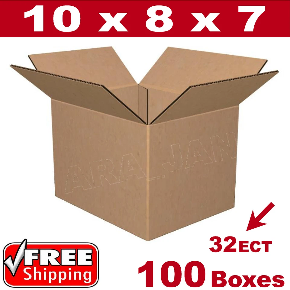 100- 10x8x7 Cardboard Boxes Mailing Packing Shipping Box 32ECT Corrugated Carton - Image 1 of 1