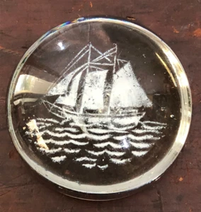 Vintage Millville Frit Glass Ship Paperweight - Picture 1 of 3
