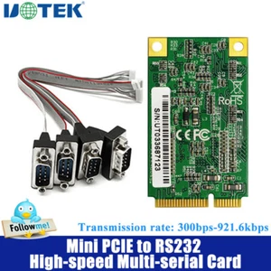 Mini PCI-E to RS232 Serial Card 4 Ports High Speed Converter DB9 Anti-lightning - Picture 1 of 8