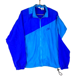 Giacca a vento Nike vintage taglia grande blu colorblock full zip - Foto 1 di 3