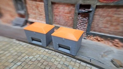 3D-SCALE 2er Set Streugutbehälter Streusandkisten Streusalzkasten Spur H0 1:87