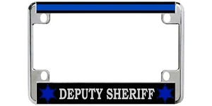 Marco de licencia de motocicleta de metal del ayudante del sheriff de la policía de línea azul delgado - Imagen 1 de 4