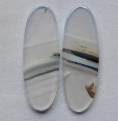 31.15 Ct Natural Banded Agate (40mm X 13.6mm each) Cabochon Loose Match Pair - Image 1 of 3