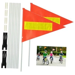 Bike Safety Flag with Pole 2 Sets, 6-Foot Adjustable Red Yellow and White - Picture 1 of 8