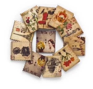 2 Holes Wood Buttons Classic Painted Square Stamp Handmade Craft Accessory 30Pcs - Picture 1 of 12