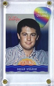 ๐๏ธ Beach Boys Brian Wilson trading card / white on rainbow guitar pick display! - Picture 1 of 2