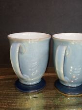 Denby Set of 2 Langley England BLUE JETTY Pedestal Mug 