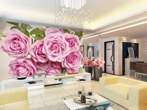 3D Pink Rose 3701 Wallpaper Mural Wall Print Wall Wallpaper Murals US Coco - Picture 1 of 11