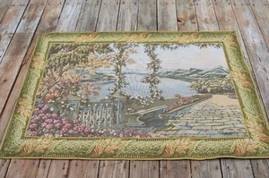 Tapestry Wall Hanging Lined Italian Lake Como Terrace Balcony Scene, self framed - Picture 1 of 8