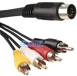 1 Metre 5 PIN MIDI DIN PLUG to 4 RCA PHONO MALE PLUGS AUDIO CABLE 1m LEAD - Picture 1 of 1