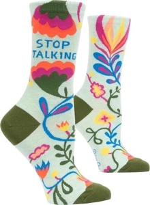 Blue Q Women's Novelty Funny Crew Socks, Stop Talking fits (shoe size 5-10) - Picture 1 of 2