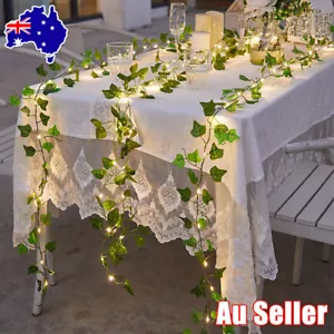 LED Solar Fairy String Lights Outdoor Garden Party Ivy Leaf Lamp Decor Dimmable - Picture 1 of 14