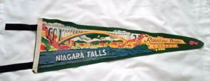 Niagara Falls Rainbow Bridge Canada Felt Souvenir Pennant Flag 22” Vintage - Picture 1 of 10