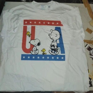 USA Peanuts snoopy charlie brown woodstock white T Shirt 2XL - Picture 1 of 4