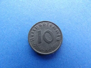 Germany 1944 A 10 pfennig Coin Rare WWII Eagle Reichspfennig zinc swastika H4 - Picture 1 of 7