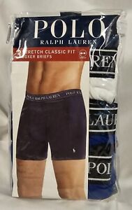 Polo Ralph Lauren 3 Stretch Classic Fit Boxer Briefs S Blue, White Wicking w/Fly