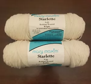 Knitting Worsted White Lot Of 2. 4 Ply Mary Maxim Starlette 3.5oz Each - Picture 1 of 11