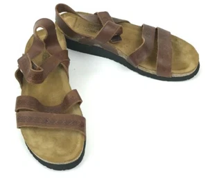 Naot Kayla Brown Leather Sling Back Adjustable Strappy Sandals 42/11 Medium $150 - Picture 1 of 12