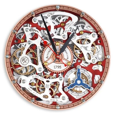 Automaton Tourbillon Red Moving Gears Wall Clock Kinetic watch mechanism design - Image 1 of 4