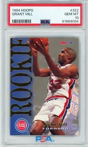 GRANT HILL (POP 148) 1994 NBA Hoops #322 Rookie RC PSA 10 Gem Mint Pistons HOF - Bild 1 von 2