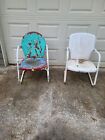 A Lot Of 2 Vintage SHELL Pattern Metal Patio Chairs
