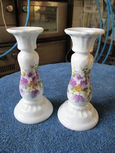 Vintage Paar Keramik Deko Blumen Design Kerzenständer Halter - Bild 1 von 8