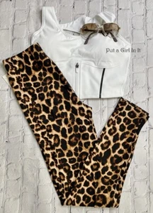 New Womens BUTTERY SOFT BROWN BLACK LEOPARD ANIMAL LEGGINGS ONE SIZE S M L 1X 2X - Picture 1 of 7