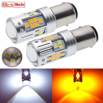 1157 BAY15D Switchback LED Front Turn Signal Parking DRL Light Bulbs Dual Color Foto 1 de 4