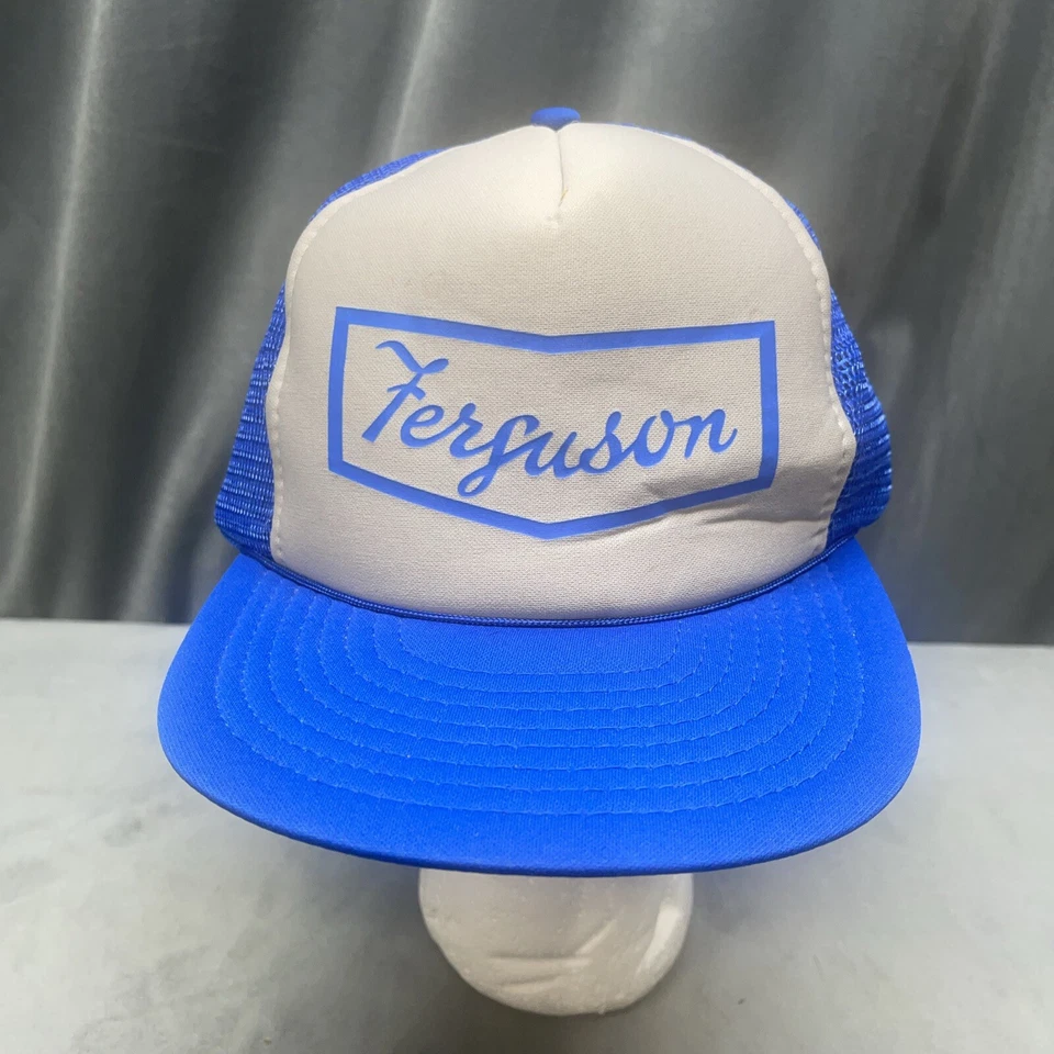 Ferguson Logo Tractor Promo Snapback Hat Blue W/ Gray Panel Detroit Lion Colors - Image 1 of 4