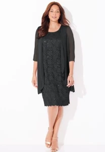 CATHERINES 2 PIECE SPARKLING LACE JACKET DRESS, SIZE 24W, (ID#7414154-495) - Picture 1 of 1