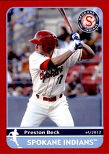 2012 Spokane Indians Grandstand #4 Preston Beck Dallas Texas TX Baseball Card