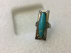 Vintage Navajo Bell Post Sterling Silver Turquoise Bar Ring SZ 7.5