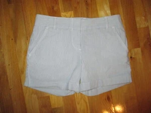 Damen J Crew City Fit blau weiß gestreift Seersucker Bündchen Shorts Größe 4 - Bild 1 von 4