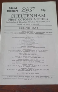 TARJETA DE CARRERA CHELTENHAM, 10 DE OCTUBRE DE 1974 - PRIMERA REUNIÓN DE OCTUBRE, SEGUNDO DÍA - Imagen 1 de 8