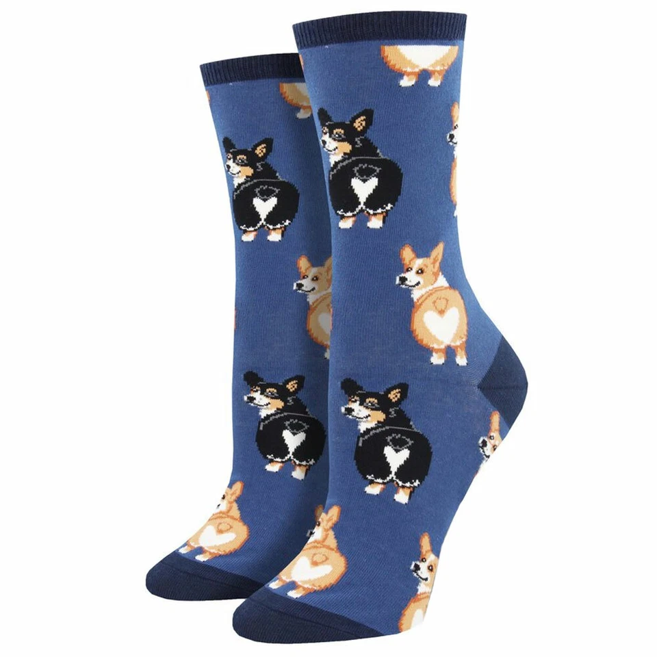 Socksmith Women's Crew Socks Corgi Butt Puppy Dogs Animal Blue Novelty Footwear - Image 1 of 1