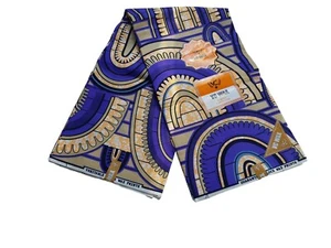 6 Yards / 5,48 Meter garantiert afrikanischer Stoff mit Wachsdruck und Design - Bild 1 von 9