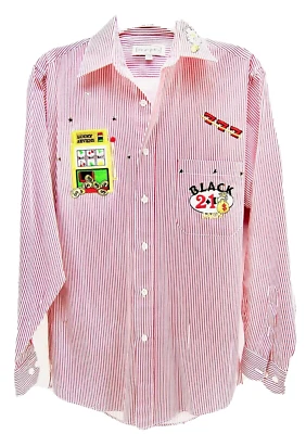 Camisa de Colección Marquis Rojo Blanco Rayas Para Hombre Talla 14.5 32/33 Juegos de Casino Foto 1 de 4